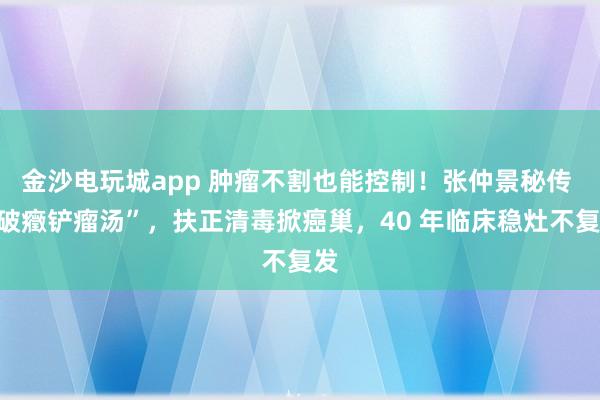 金沙電玩城app 腫瘤不割也能控制!張仲景秘傳 “破癥鏟瘤湯”,扶正清毒掀癌巢,40 年臨床穩灶不復發