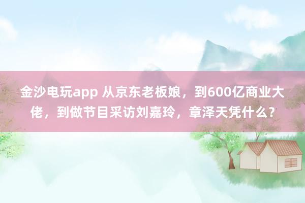 金沙電玩app 從京東老板娘,到600億商業大佬,到做節目采訪劉嘉玲,章澤天憑什么?