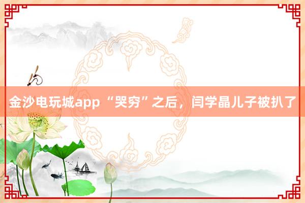 金沙電玩城app “哭窮”之后,閆學晶兒子被扒了
