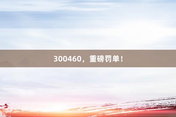 300460，重磅罰單！