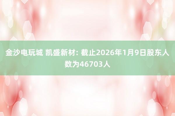 金沙電玩城 凱盛新材: 截止2026年1月9日股東人數(shù)為46703人